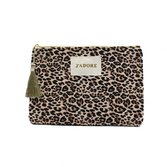 Pochette léopard message « J’adore »