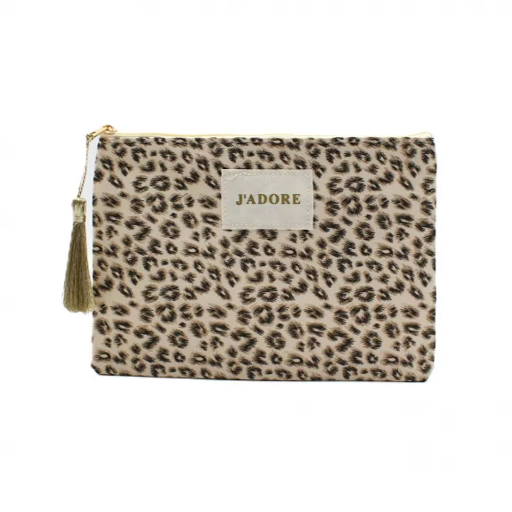 Pochette léopard LUREX message « J’adore »