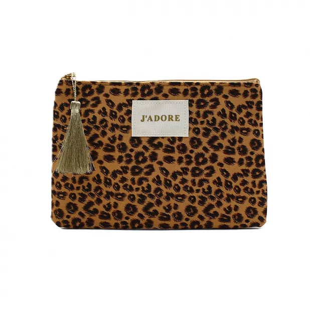 Pochette léopard LUREX message « J’adore »