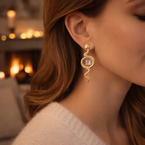 Boucle d'oreille acier - serpent