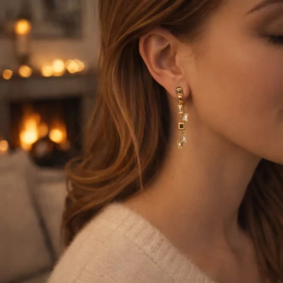 Boucle d'oreille acier - pendante