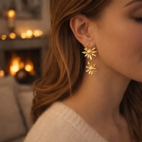 Boucles d'oreilles tendances pendantes fleur