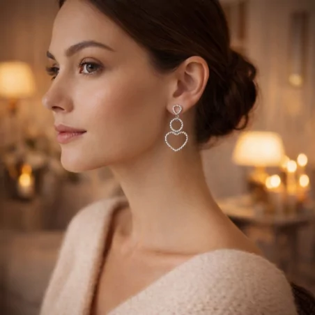 Boucle d'oreille en acier motif coeur