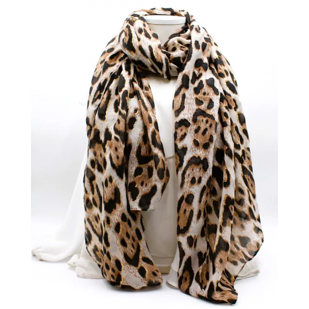Écharpe léopard avec lurex doré