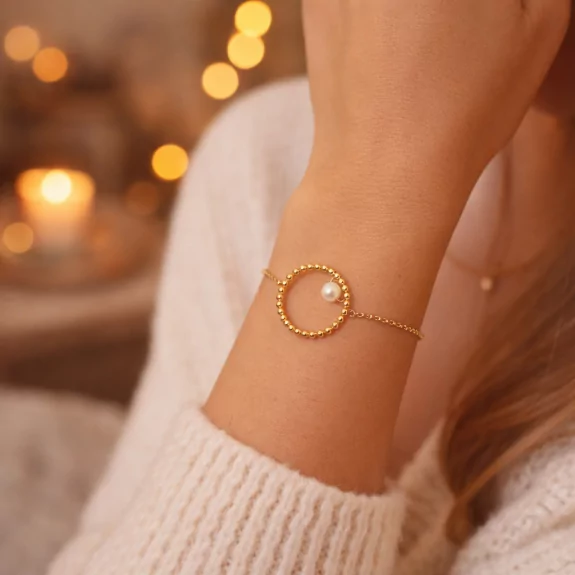Bracelet acier - rond perle