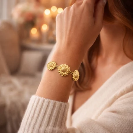 Bracelet acier - trilogie fleurs