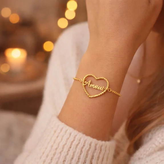 Bracelet acier - coeur amour