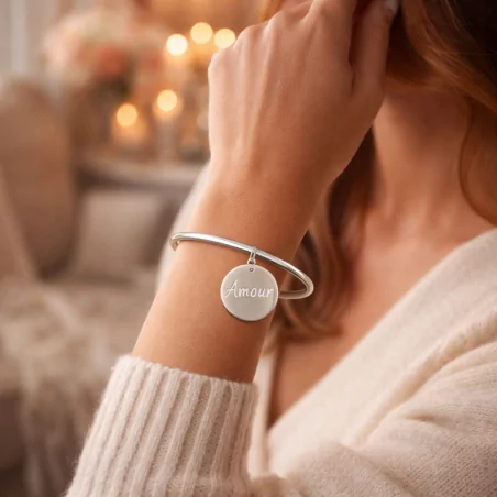 Jonc acier message amour