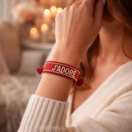 Bracelet en tissus message j'adore
