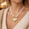 Collier perles et cœur doré