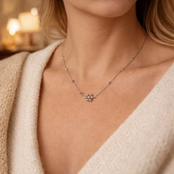 Collier acier - FLEUR EN PERLES