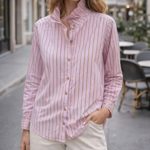 Chemise femme à rayures – Col officier
