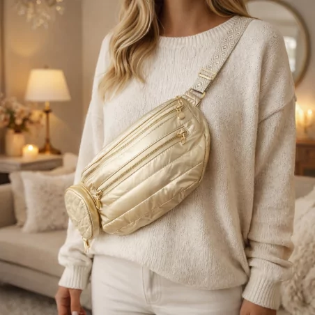 Sac banane matelassé avec lanière à motifs