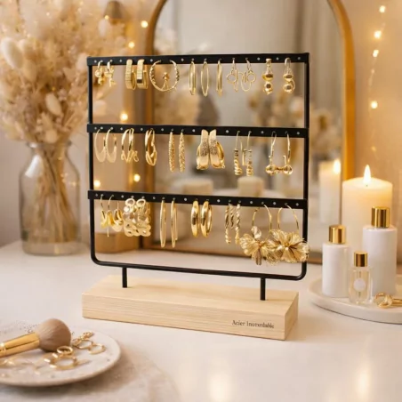 Pack 18 créoles acier inoxydable doré