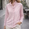 Chemise femme à rayures col officier avec volant