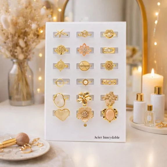 Pack 18 bagues acier inoxydable - NUDE