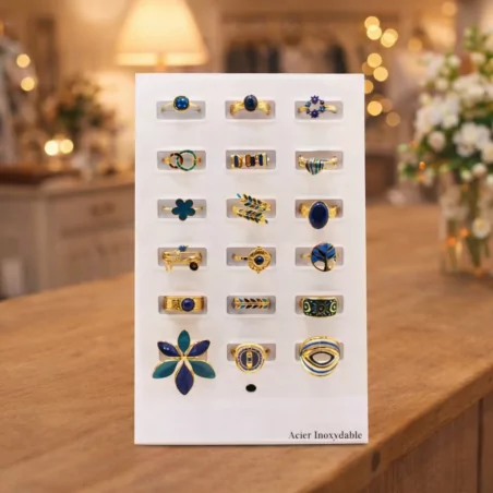 Pack 18 bagues acier inoxydable - MARINE