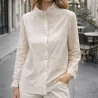 Chemise femme en coton brodé – Col festonné