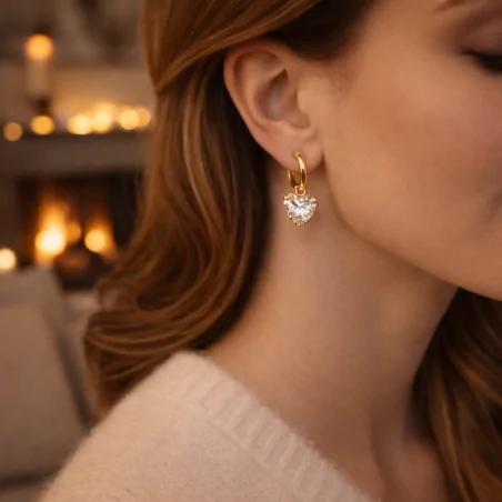 Boucle d'oreille acier - créole goutte