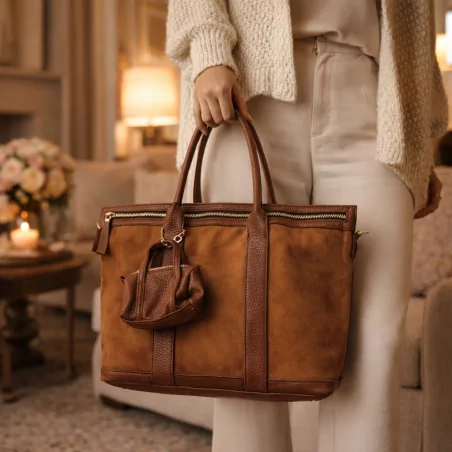 Sac à main bimatière avec porte monnaie