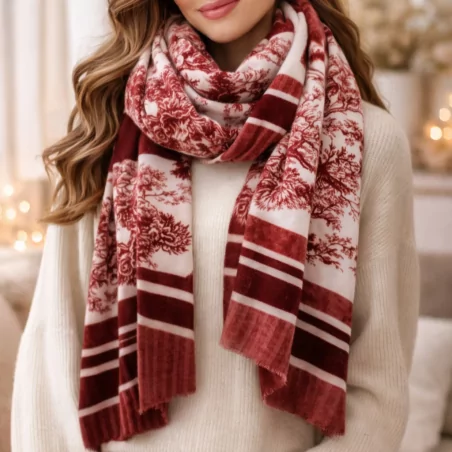 Echarpe esprit toile de jouy