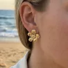 Boucles d’oreilles fleur texturée en acier inoxydable