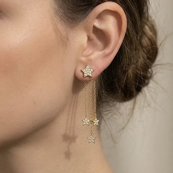 Boucles d’oreilles étoiles pendantes – Strass
