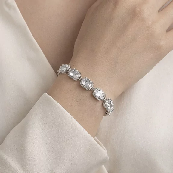 Bracelet maille rectangulaire sertie – Acier inoxydable