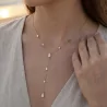 Collier Y acier inoxydable avec pampilles goutte et strass
