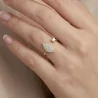 Bague feuille pavée strass – Acier inoxydable