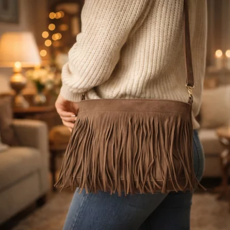 Sac à frange façon nubuck
