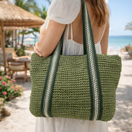 Grand sac tressé en fibre de papier