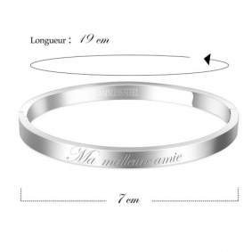 Bracelet acier argenté message ma meilleure amie