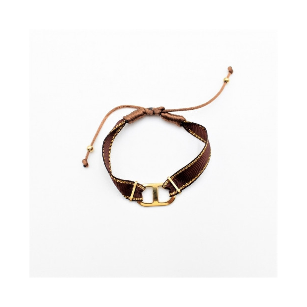 bracelet tissus maillon luxe - marron