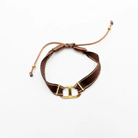 bracelet tissus maillon luxe - marron