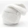 Bonnet plongeant en laine pour femme - blanc