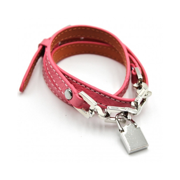 Bracelet triple tour cuir - rose
