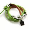 Bracelet triple tour cuir - vert pomme