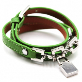Bracelet triple tour cuir - vert