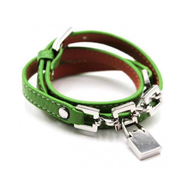 Bracelet triple tour cuir - vert