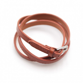 Bracelet multi tour en cuir - camel