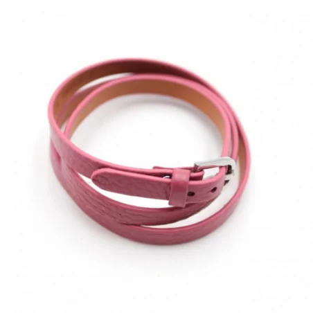 Bracelet multi tour en cuir - vieux rose