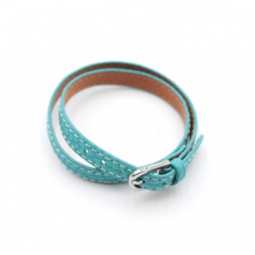 Bracelet multi tour en cuir - turquoise