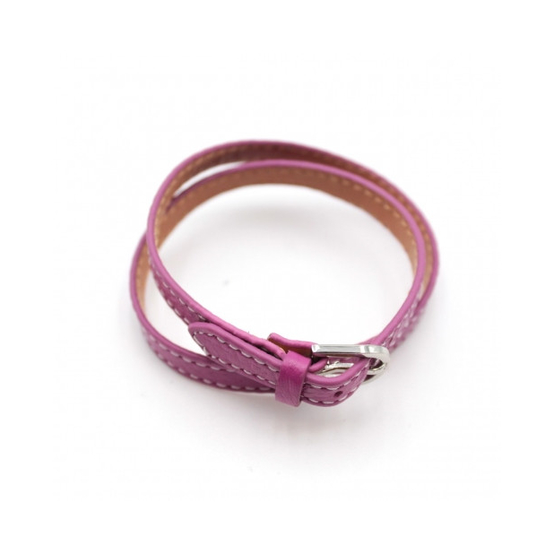 Bracelet multi tour en cuir - prune