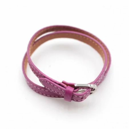 Bracelet multi tour en cuir - prune