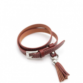 Bracelet cuir avec breloque - marron