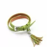 Bracelet cuir avec breloque - vert