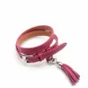 Bracelet cuir avec breloque - fuchsia
