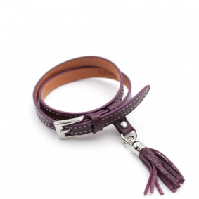 Bracelet cuir avec breloque - violine