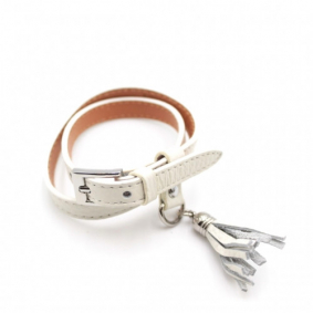 Bracelet cuir avec breloque - blanc